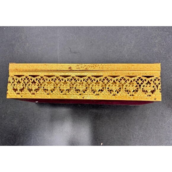 Tissue Box Cover Hollywood Regency Gold Tone MCM VTG Brass Filagree - Picture 6 of 7